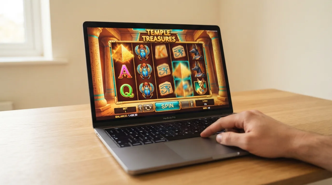 Speelscherm van de Amatic-slot Book of Aztec met draaiende rollen