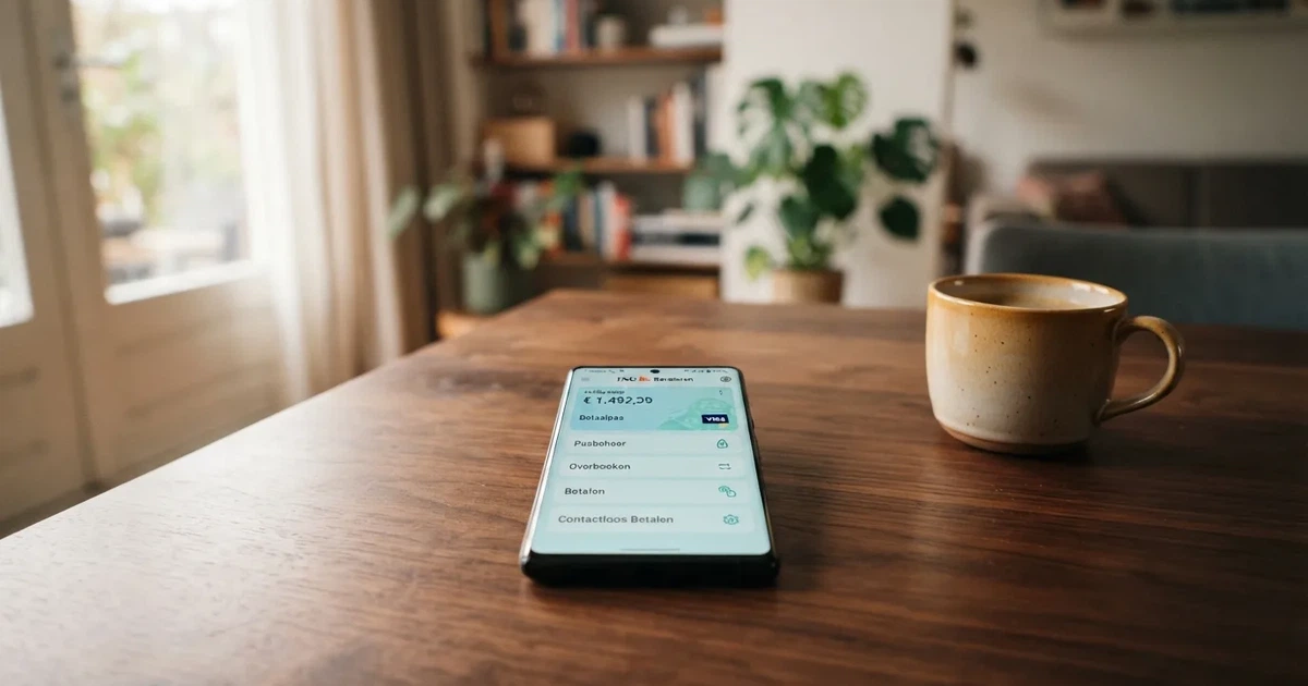 Skrill-wallet open op een smartphone met saldo en betaalopties