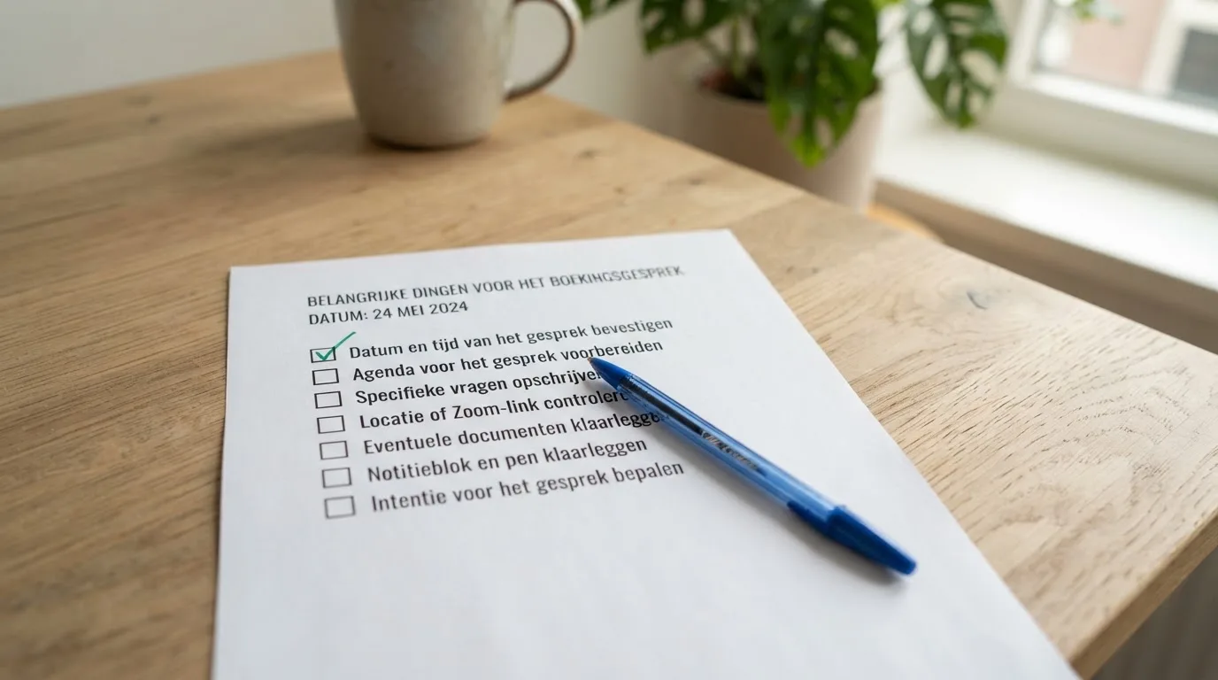 Een checklist op papier met een pen en een vinkje bij 'vergunning'
