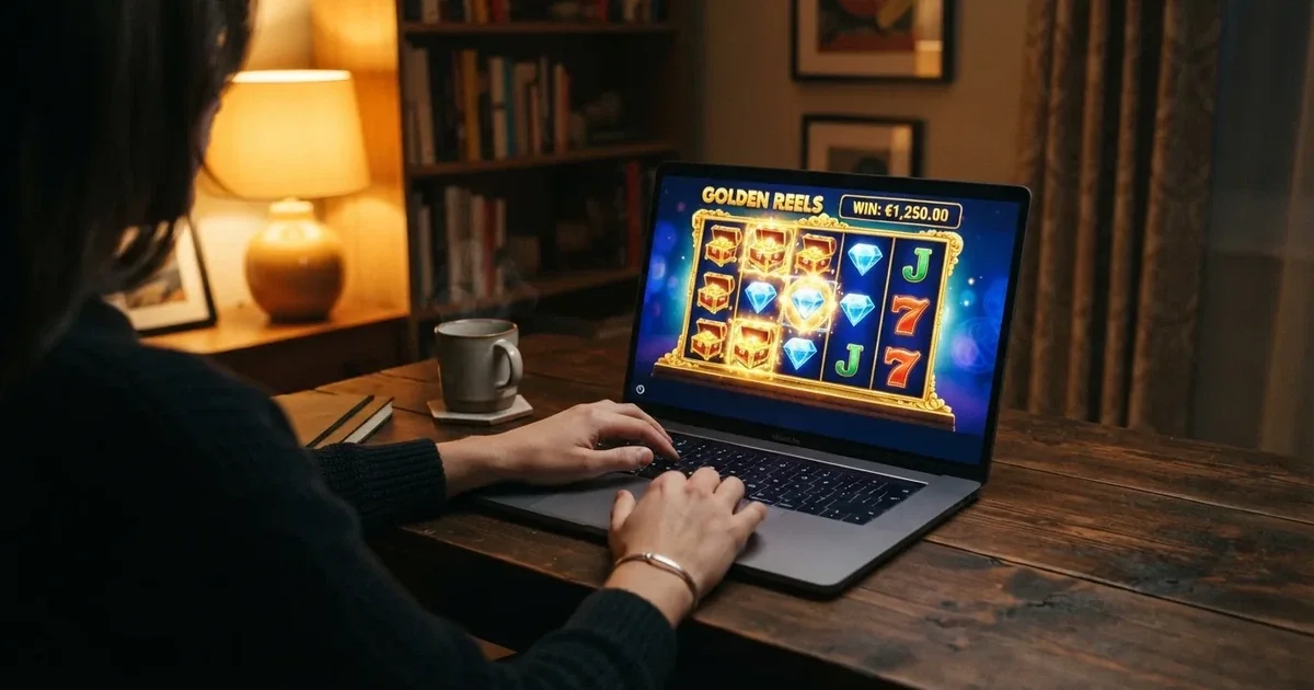 Een online casino met hoge uitbetaling geopend op een laptopscherm