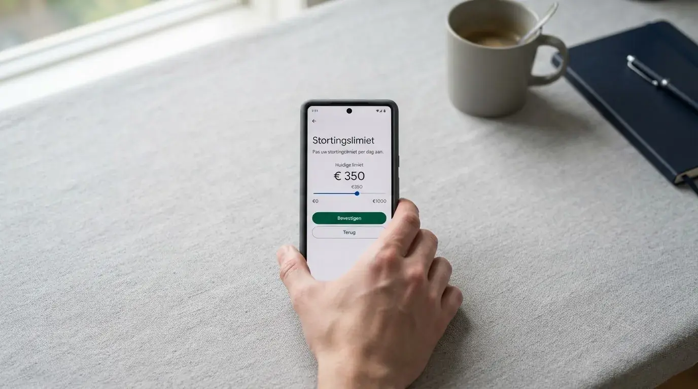Scherm met een instelling voor stortingslimieten op een casino-account