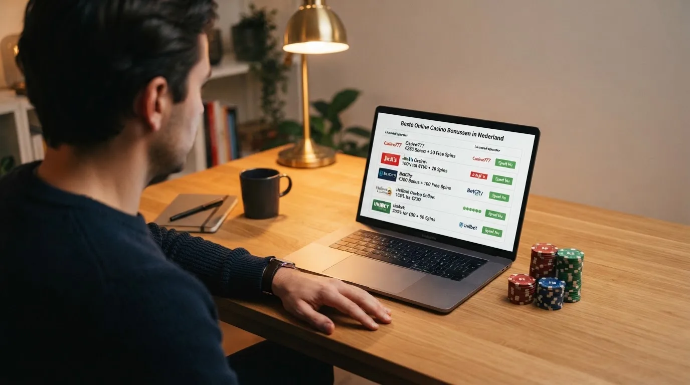 Vergelijkingstabel van tien online casino's met stortingsbedragen en bonussen