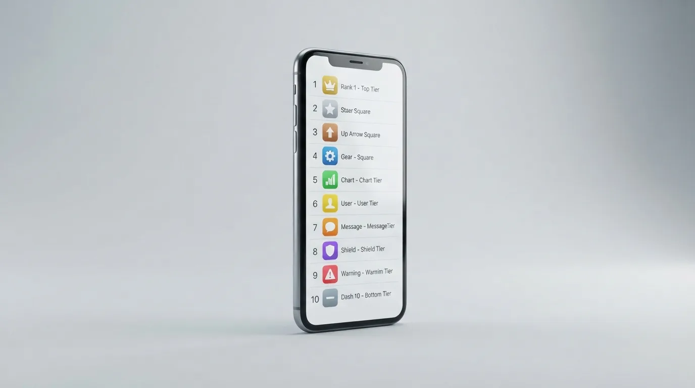Tien casino-apps naast elkaar op een smartphonescherm, gerangschikt in een lijst